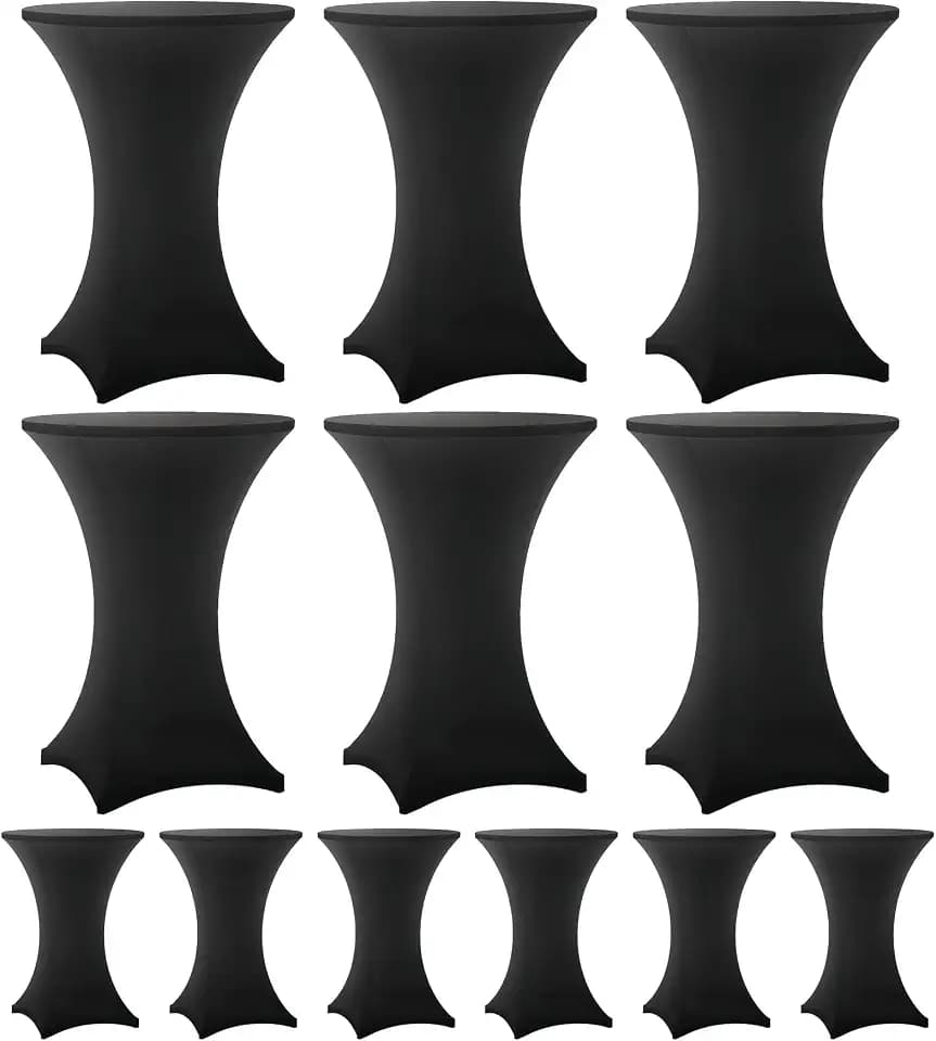Cocktail Table Covers - 12 Pack 32x43 Inch Table Cloth - Black