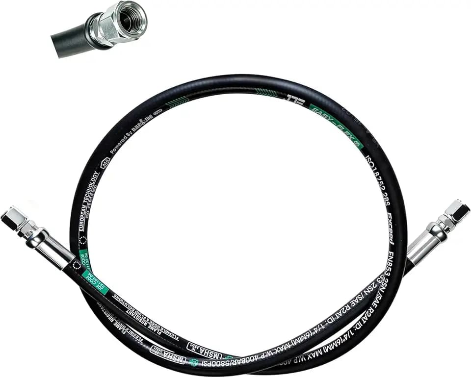 LingCheng 26711-12-12RW Hydraulic Hose Swivel Assembly 3/4 ” Hydraulic Hose with Female JlC X Female JlC 48 ”Long3118 psi, Black