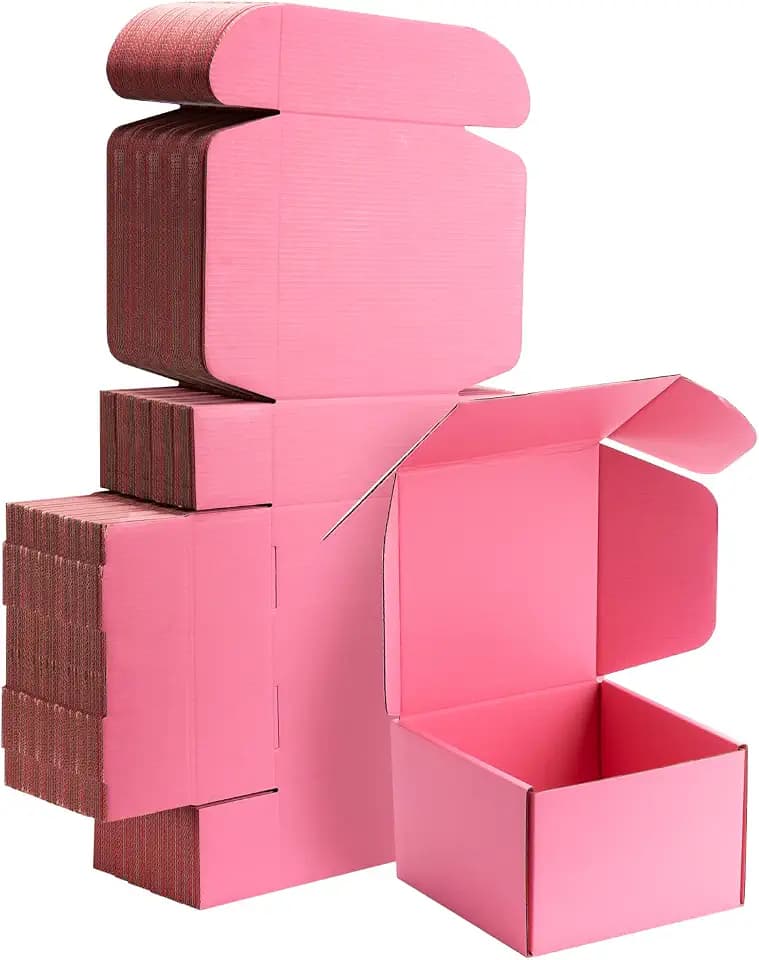 6x6x4 inch Pink Shipping Boxes for Small Business- Set of 25
