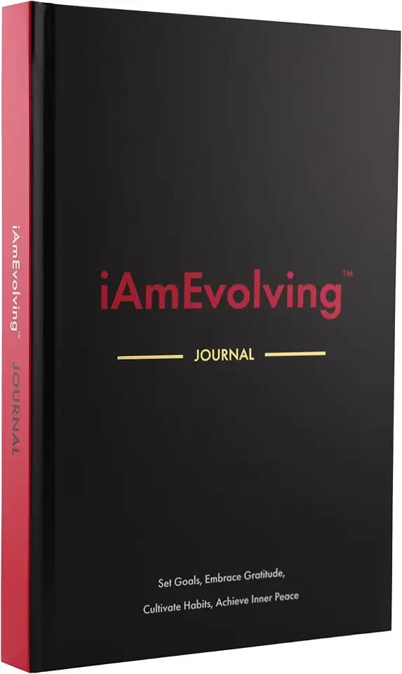 Daily Gratitude, Goal Setting & Habit Tracker Journal for Women & Men with 9-Point Emotional Wellness Scale — iAmEvolving™ 288-Page Hardcover Personal Growth Planner (Black Cover)