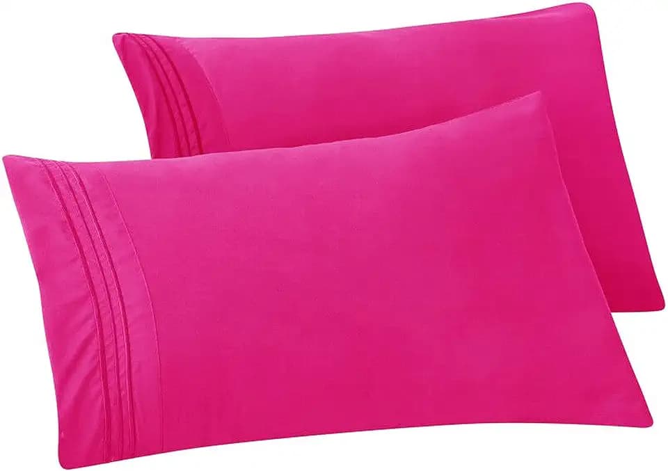 Elegant Comfort Solid Pillowcases 1500 Premium Hotel Quality Microfiber - Smooth Weave, Wrinkle and Stain Resistant, Easy Slip-On, 2-Piece Set, King Pillowcase, Pink