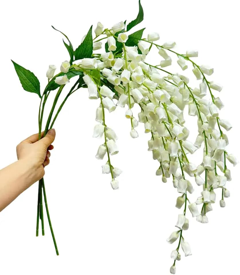 3 Bundles Lily of The Valley Silk Flowers,38" Long Stem Artificial Flowers for Tall Vase,Trailing Artificial Plants for Home Wedding Party Birthday Garden Decoration (White)