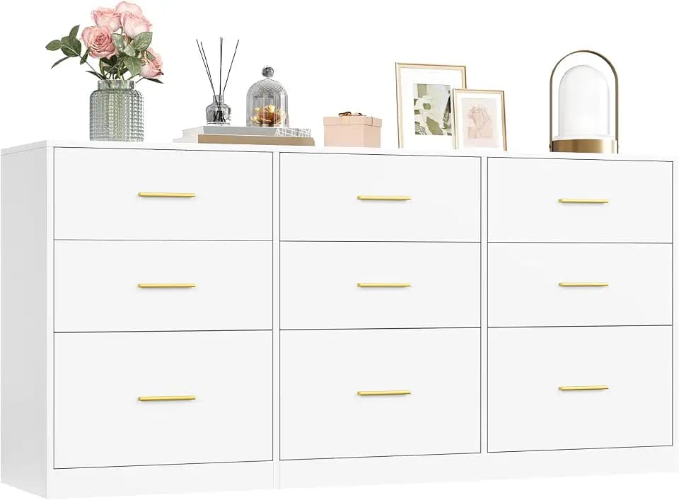 VASAGLE 9-Drawer Dresser, Chest of Drawers, 63.1 x 15.8 x 30.7 Inches
