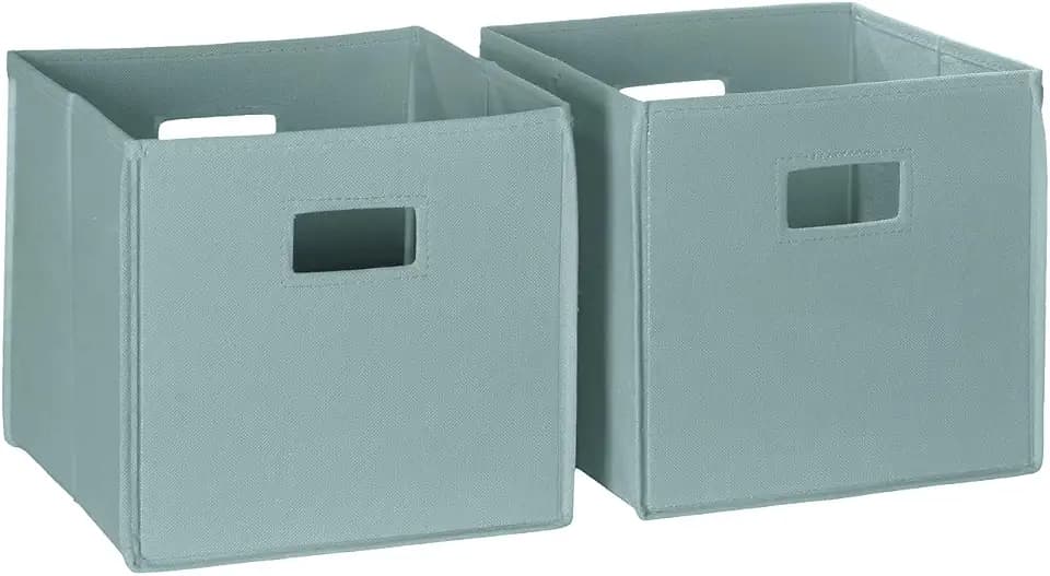 RiverRidge Folding Storage Bins - 2-pack of 10in Tall Sea Green Cubes