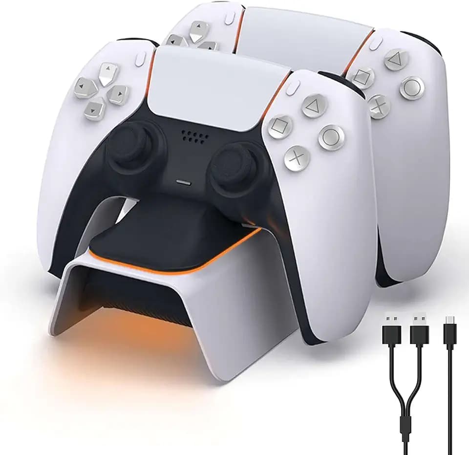 NexiGo PS5 Controller Ladestation - 2 Std Schnelllade LED Anzeige Schutzchip für DualSense Wireless Controller - Sony DualSense Kompatibel