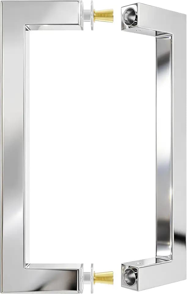 Ranbo Glass Shower Door Handle, 8" Hole Spacing, Polished Chrome