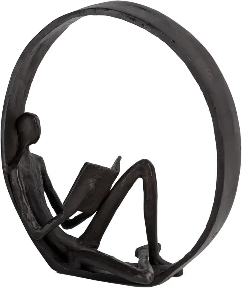 Danya B. Contemporary Encircled Male & Female Reader Cast Iron Sculpture Bookend Statues (Single Male)