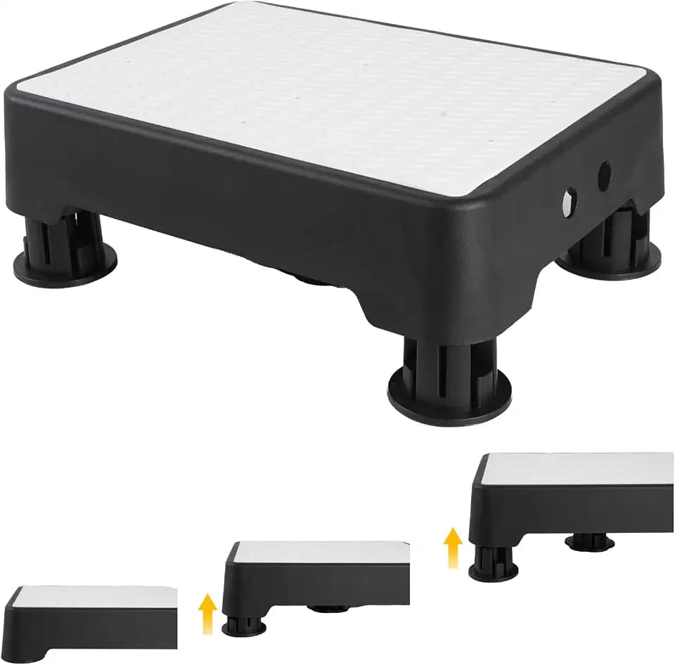 Adjustable Step Stool for Adults, Toddler Step Stools, 700 LBS Capacity Non-Slip Safety Step Platform for Elderly and Kids, Portable Stair Assist for Cars, Bedside, Kitchen, and Shower, White