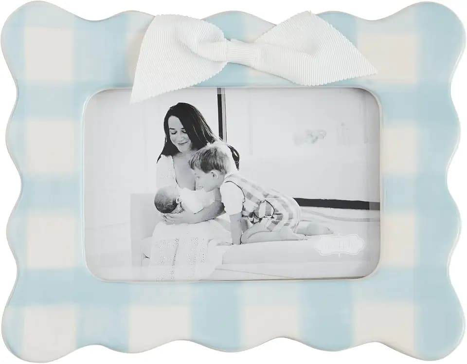 Mud Pie Horizontal Blue Bow Frame; 9" x 7"