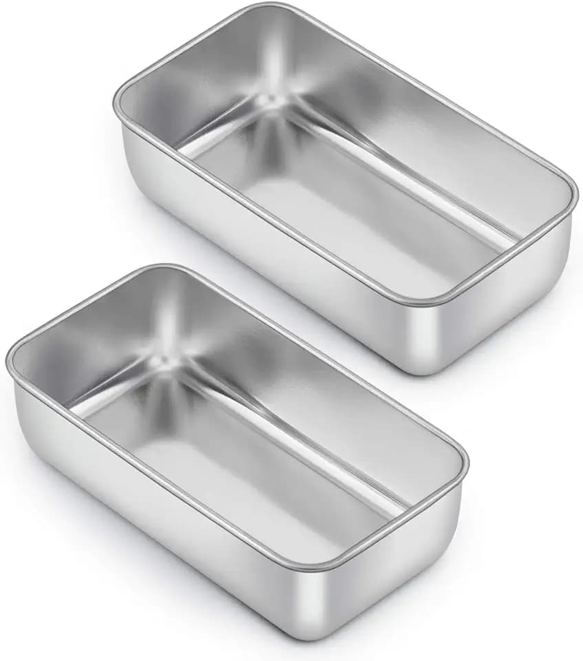 E-far Loaf Pan for Baking Bread, 9 x 5 Inch Stainless Steel Bread Pan, 2PCS