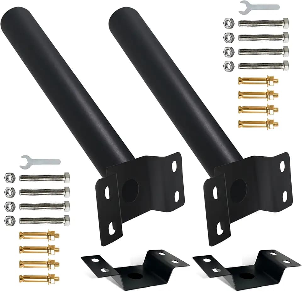 Light Pole Mount Bracket, 1.9 in Thickened Street Light Mount Arm Outdoor Heavy Duty Metal Pole Kit Led Solar Lamp Post Extension Metal Pole Holding Bracket Fit Flood Fog Spot Lighting (48mm 2Pcs)