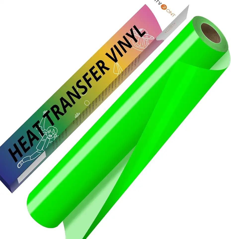 HTVRONT Neon Green HTV Vinyl Roll - 12" x 10ft Neon Green Iron on Vinyl