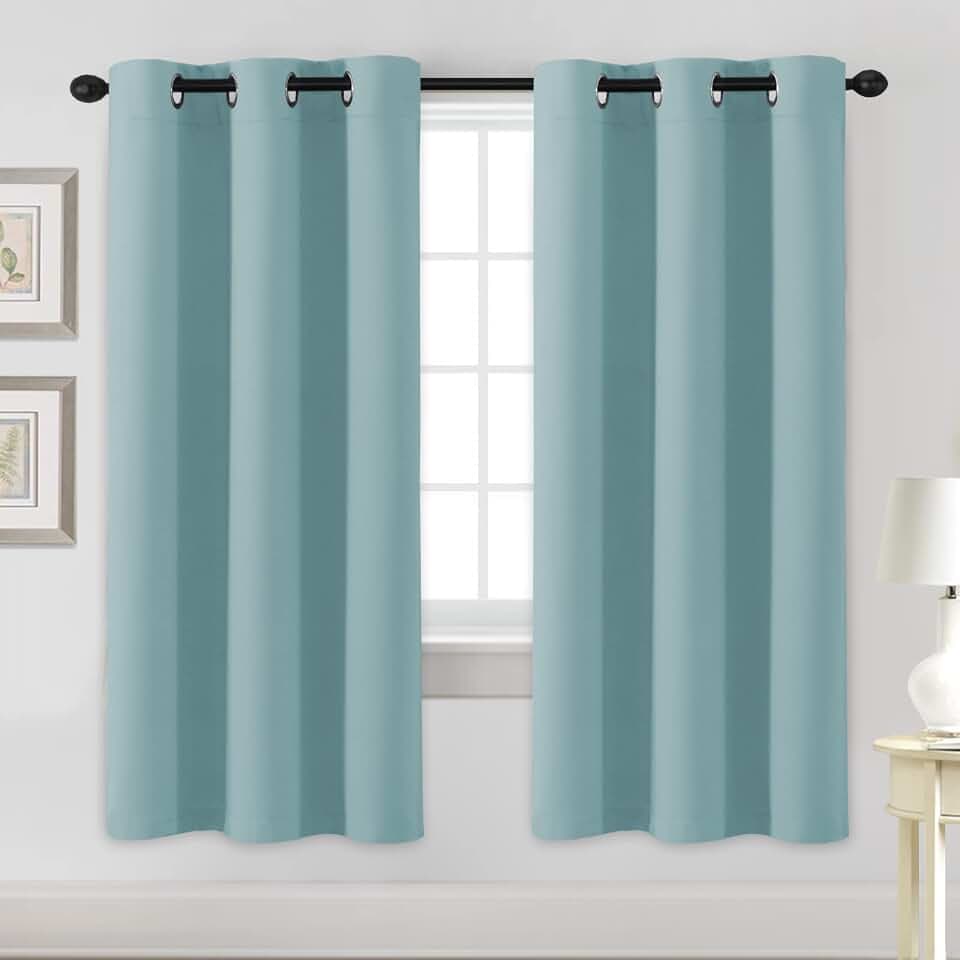H.VERSAILTEX Blackout Curtains for Bedroom Thermal Insulated Room Darkening Living Room Curtains 72 Inch Long Grommet Privacy Protection Window Curtain Panels/Drapes, 2 Panels, Mineral Blue