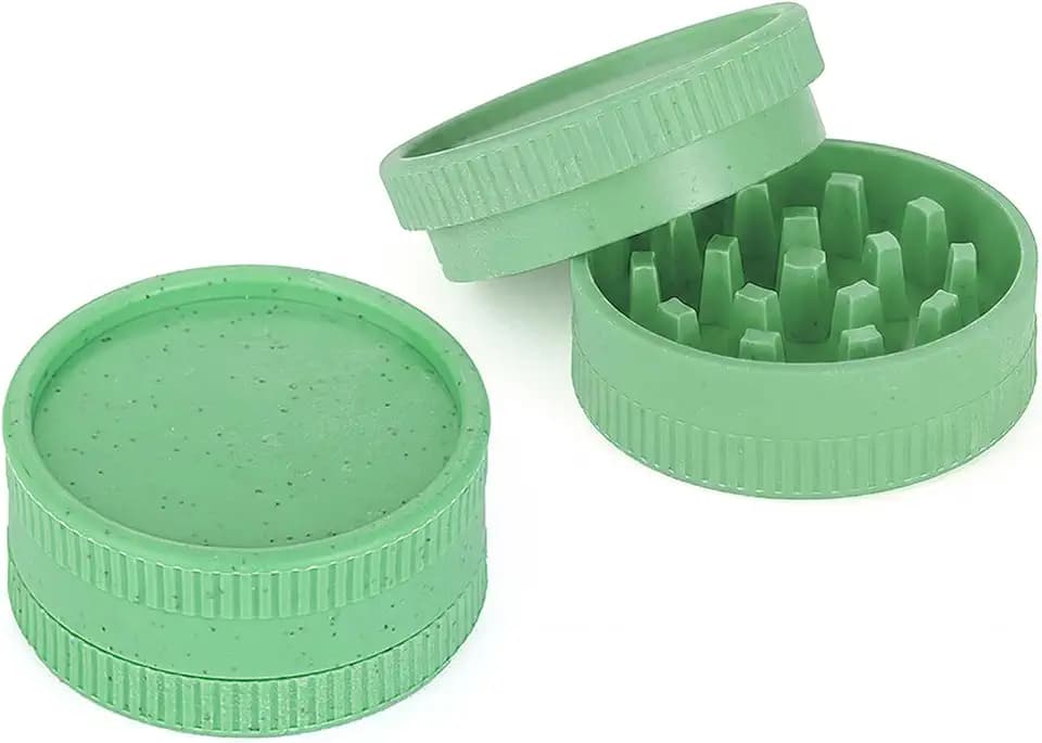 2 Pcs Plastic Grinder 2 Inch, Manual 55MM Spice Grinder 2-Layer Cut Surface (Green)