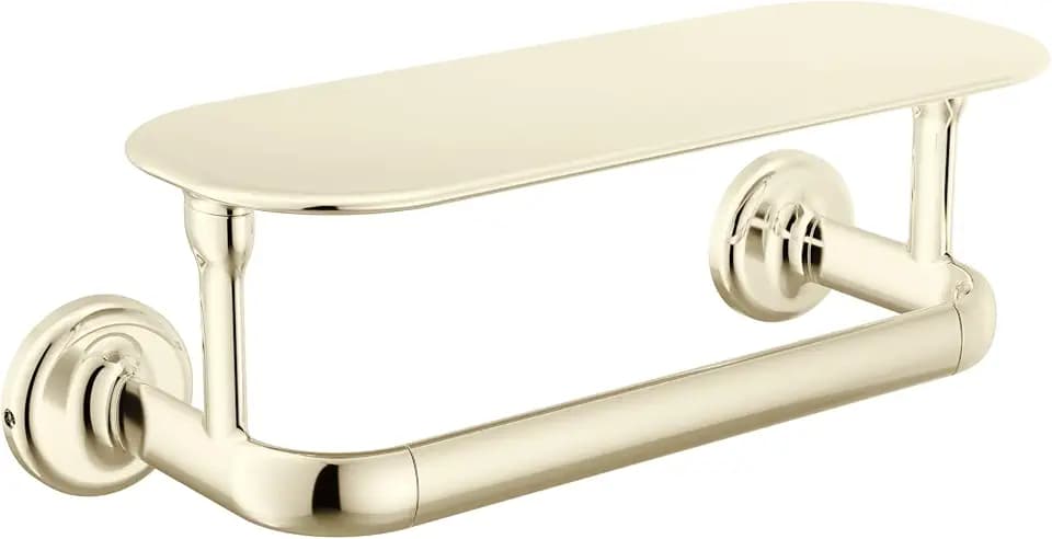 Delta Bonacci 8 in. Wall Mount Towel Bar with Shelf, Bathroom Accessory, Polished Nickel 74508-PN