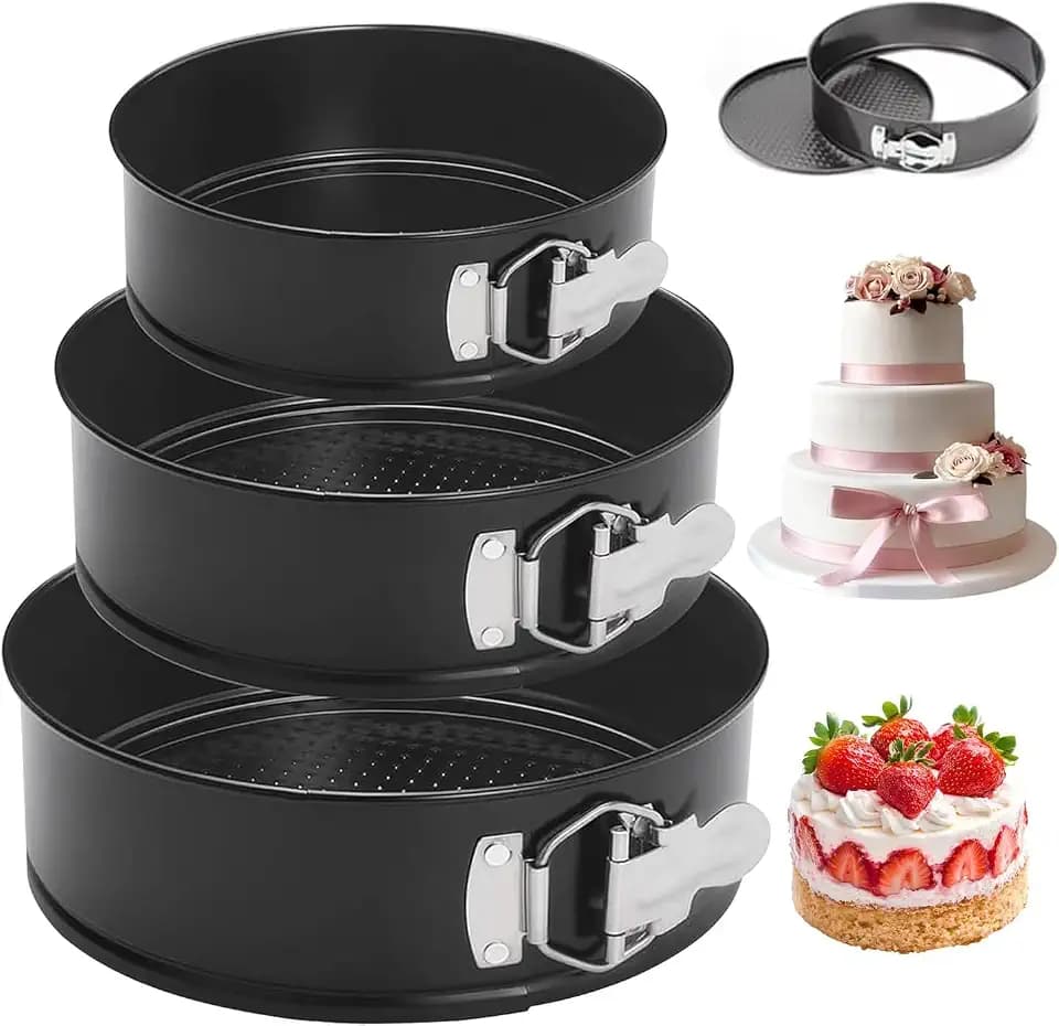 Springform 3 Stück,Springform Kuchenform Rund 12/18/22 CM,Backformen Set,Backform Rund Set,Verstellbar Abnehmbarer Boden,Antihaftbeschichtet,Baking Utensils,für DIY Torten Kuchen