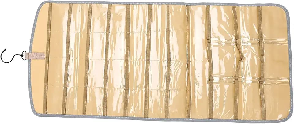 POCREATION Hanging Jewelry Organizer with Transparent Pockets, Foldable