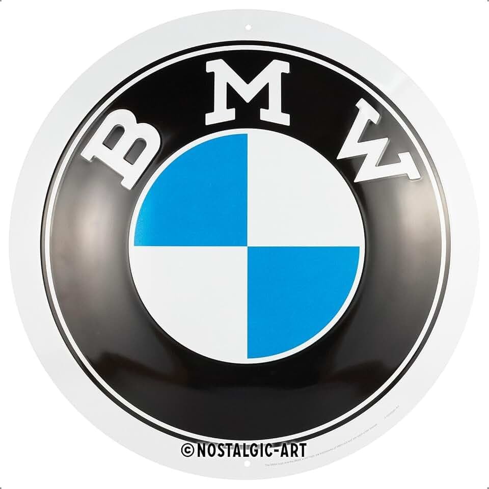 Nostalgic-Art Retro tin sign, 13.7" x 13.7", official license product (OLP), BMW – Logo – Gift idea for BMW fans, made of metal, Vintage Design