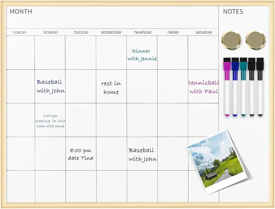 VUSIGN Calendar Whiteboard 17x13 Magnetic Dry Erase Board Wall Mount