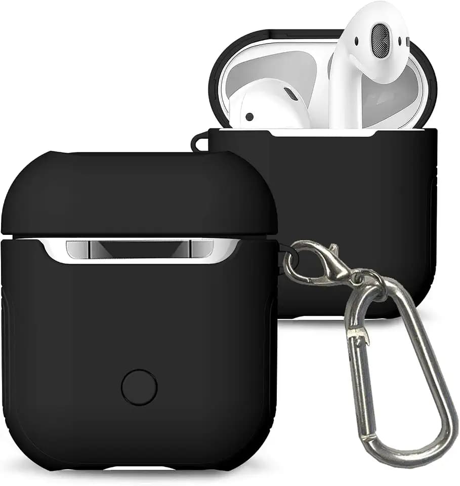 Airpods 3 2021 Cover, Airpods 3 mit Vorhängeschloss Gen 3 Stoßfestes Hartschalenetui mit Schlüsselanhänger Kompatibel mit Apple Airpods 3rd Gen 2021-Schwarz