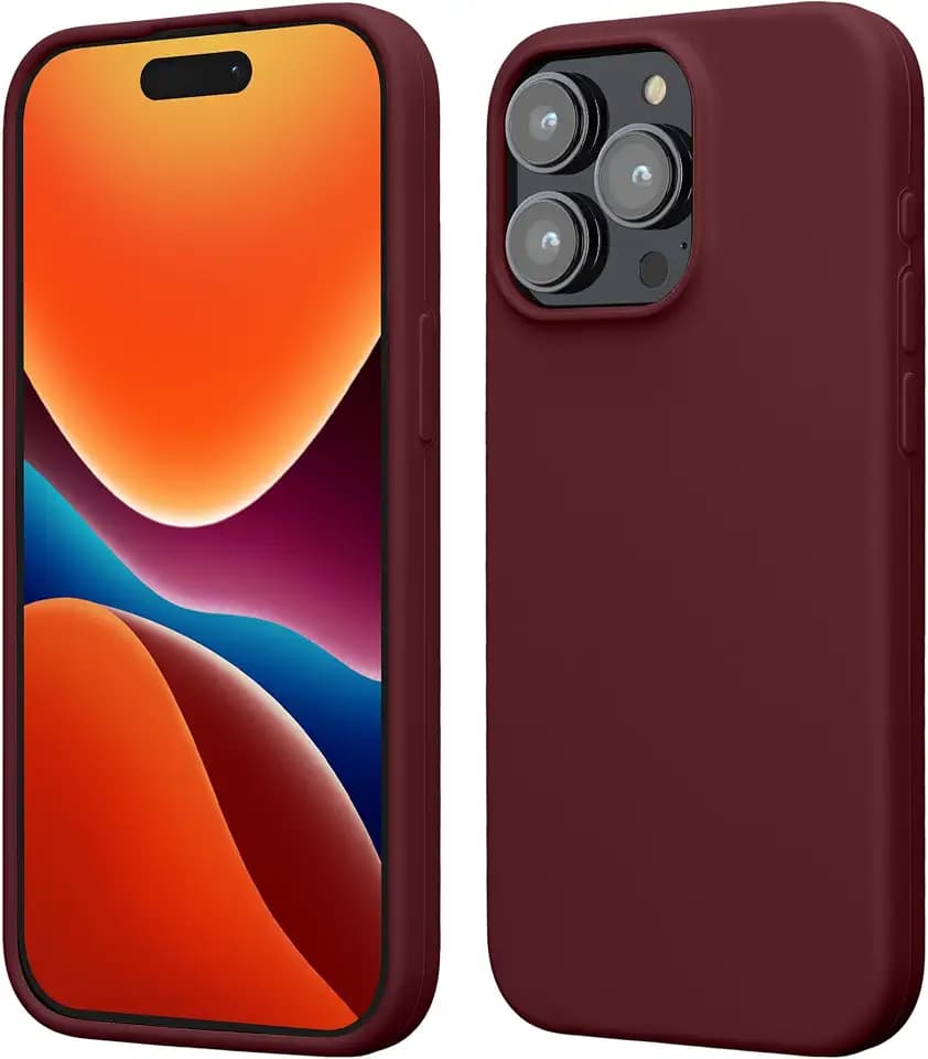 kwmobile Handyhülle für iPhone 15 Pro Max Hülle, für iPhone 15 Pro Max Case - Hülle Silikon - kabelloses Laden - Bordeaux Violett
