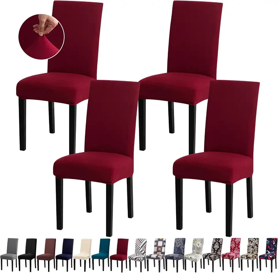 Chair Covers, Stretch Dining Room Chair Covers Set of 4, Removable Washable Dining Chair Slipcovers for Home, Hotel, Banquet