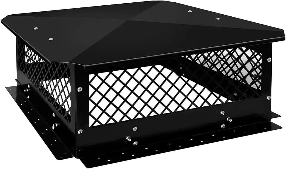 Chimney Rain Cap, Chimney Cover Fireplace Chimney Flue Caps, Adjustable Metal Strips with Bolts Screws Black (18" x 21")
