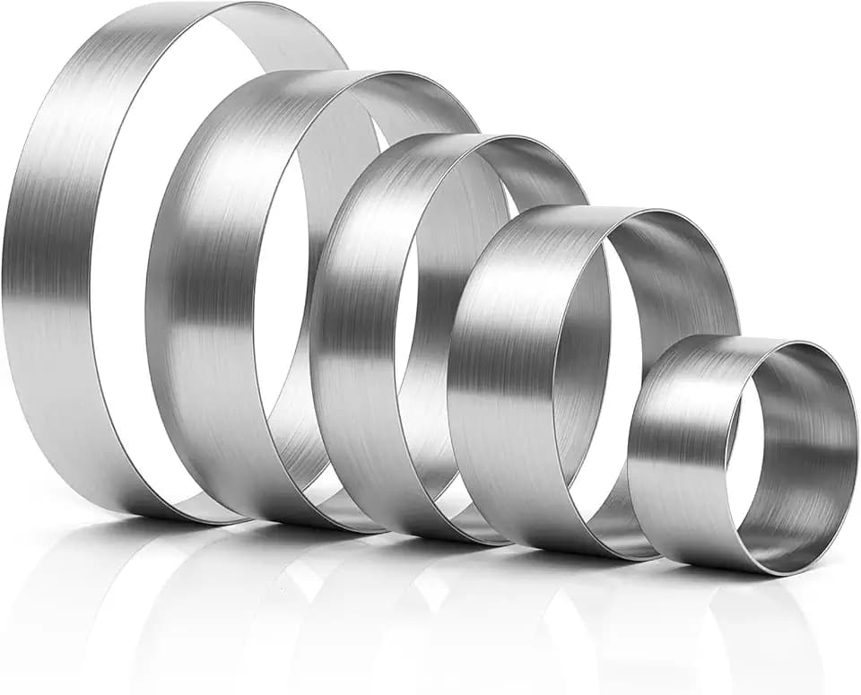 Fasmov 5 Pieces Round Cake Ring Set, Stainless Steel Mousse Cake Rings, 4 to12 Inches Baking Rings Round Cake Molds, Pastry Ring for Baking Mousse Tart Muffin Pancake, Height 2 Inches