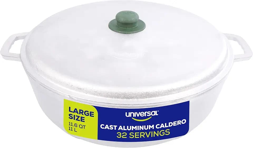 Universal (11.6 QT / 11 Liter) Caldero Pot with Lid, Large Cast Aluminum Rice Pot, 32-Cup Capacity for Rice, Soups, Stews, Frying & Large-Batch Cooking