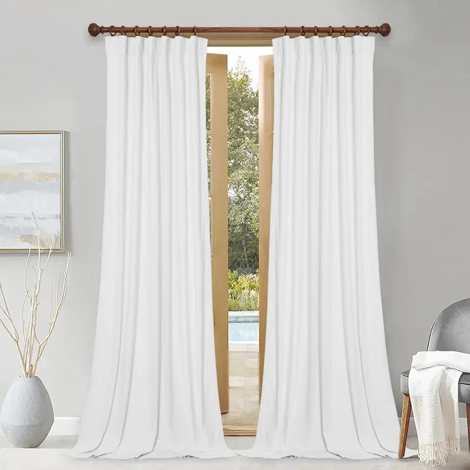 StangH White Velvet Curtains Soft Privacy for Nursery, W52xL102, 2 Panels