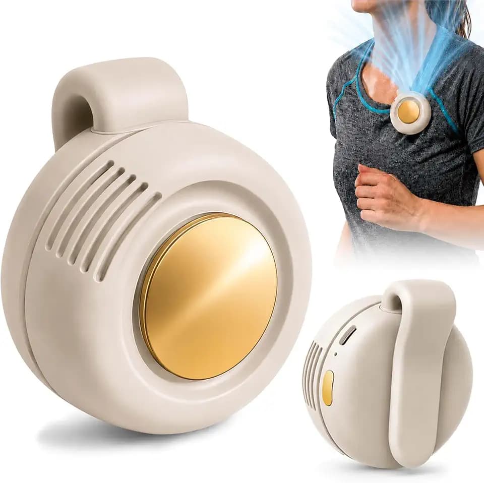 Portable Silent Mini Bladeless Clip Fan, 3-Speed Personal USB Rechargeable