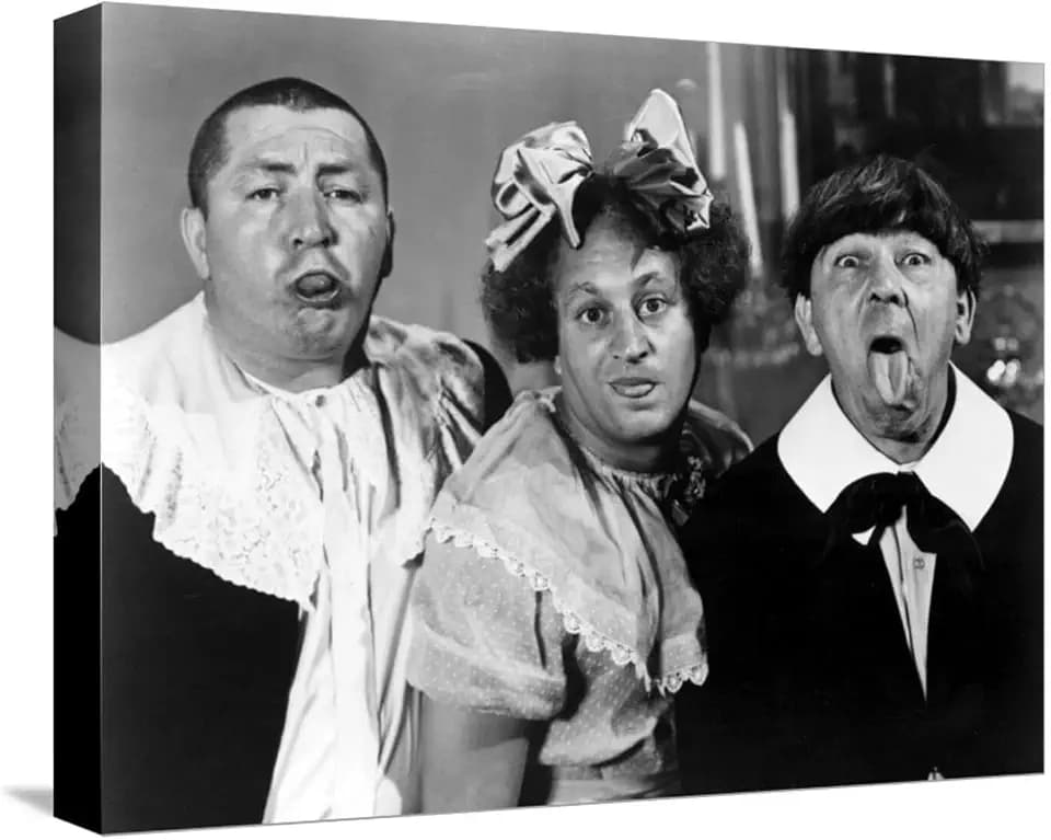 ART.COM Stretched Canvas Print All the World's a Stooge, Curly Howard, Larry Fine, Moe Howard, 1941, 16" x 12"