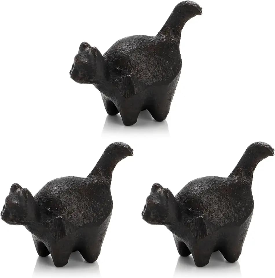 Covzoe 2" Small Cat Statue Set of 3, Heavy Duty Cast Iron Cat Paperweight