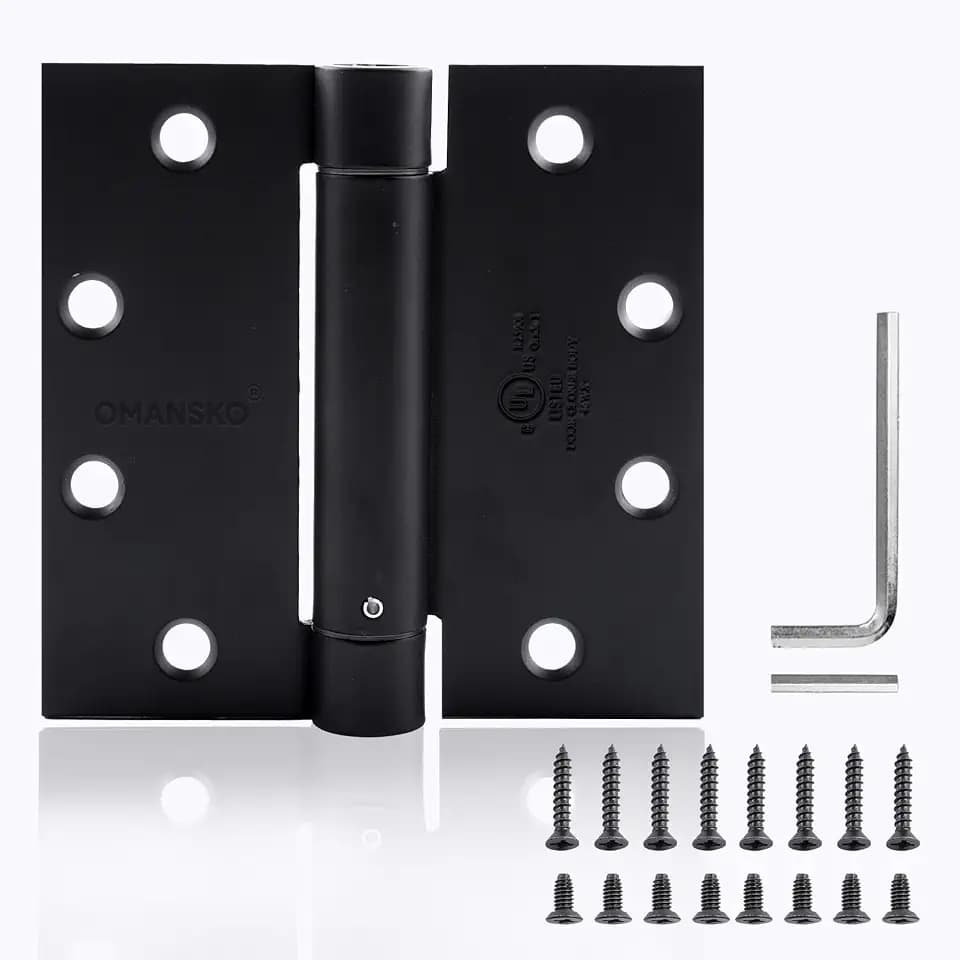 Self Closing Door Hinge 4-1/2 inch Matte Black Auto Close Hinge Adjustable 4 ½"x 4 ½" Spring Hinges Door Closer Hinge Square Corner Commercial Auto Self-Closing 2 Pieces