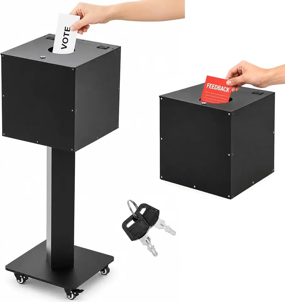 13.8" Large Acrylic Raffle Ballot Donation Box with Stand & Wheels