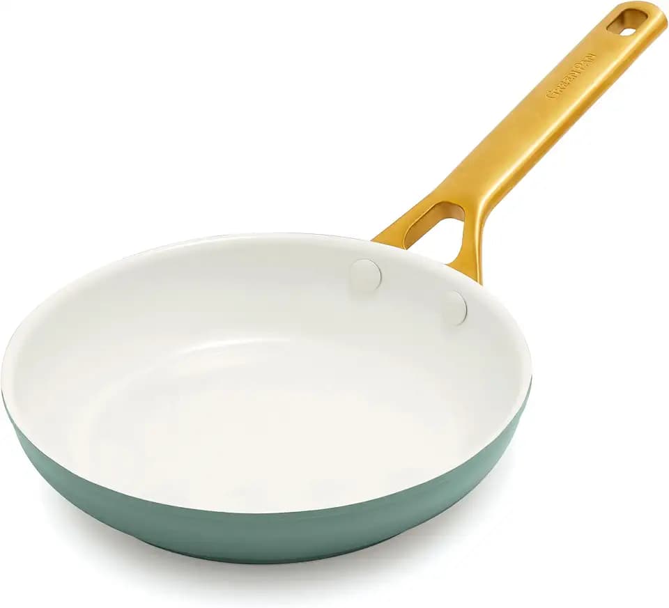 GreenPan Nonstick Reserve Pro 8" Frying Pan, NSF Certified Ceramic, Hard Anodized PFAS-Free Skillet, Stainless Steel Handles, Oven & Dishwasher Safe, Moss Green
