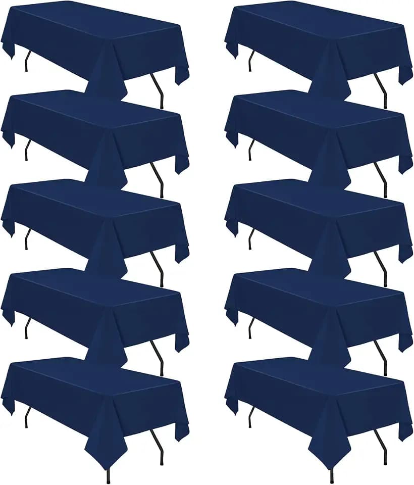 Pesonlook 10Pack Navy Blue Polyester Tablecloths, 60 x 102 Inch for 6ft Rectangle Tables Polyester Table Cover Washable Table Cloth for Wedding Reception Banquet Party