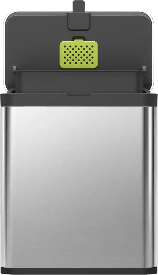 EKO Kitchen Compost Bin, 7L / 1.85 Gal Stainless Steel with Removable Inner Bucket and Deodorizer Compartment, 2-in-1 Countertop Compost Bin with Lid, Food Waste Caddy for Kitchen (MMT & Black Finish)