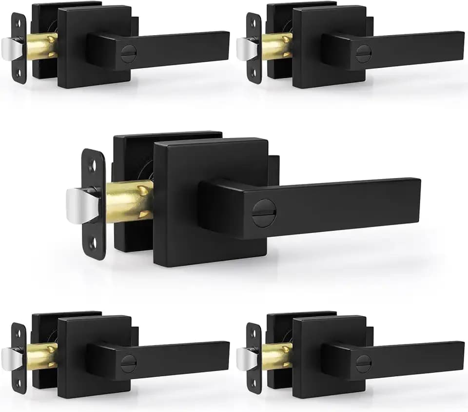Estmoon 5 Pack Matte Black Door Handles Interior Door Knobs