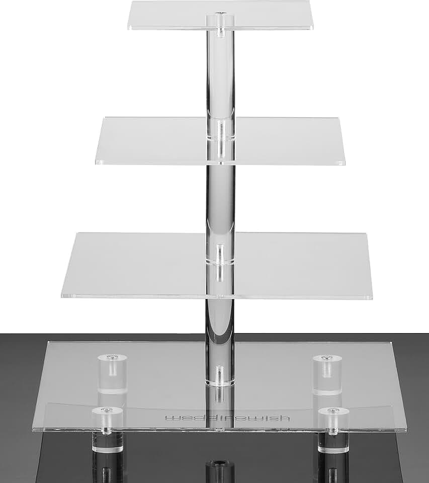 4 Tier Square Cupcake Stand for 50 Cupcakes Acrylic Cupcake Tower with Base