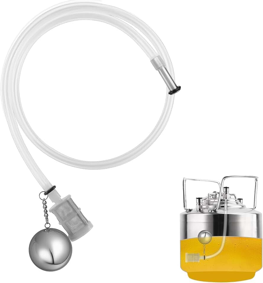 80CM Silicone Folating Dip Tube Stainless Floating Ball with a Filter for Beer Liquid Extraction,Floating Dip Tube for Cornelius Corny Keg, Ball Lock Keg,All Rounder Conical Fermenter,Beer Keg Contain