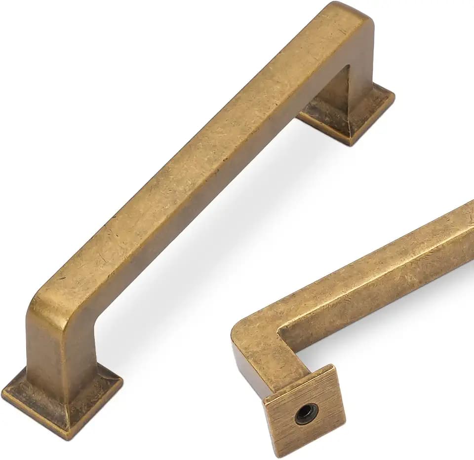 COTYKILEY 10 Pack 3.75Inch(96mm) Antique Brass Kitchen Cabinet Handles Cabinet Pulls Vintage Drawer Pulls Aged Gold Bronze Kitchen Cabinet Hardware Kitchen Handles Drawer Pulls Dresser Handles