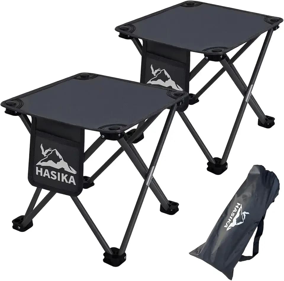 HASIKA 2-Pack Folding Camping Stool and Footrest