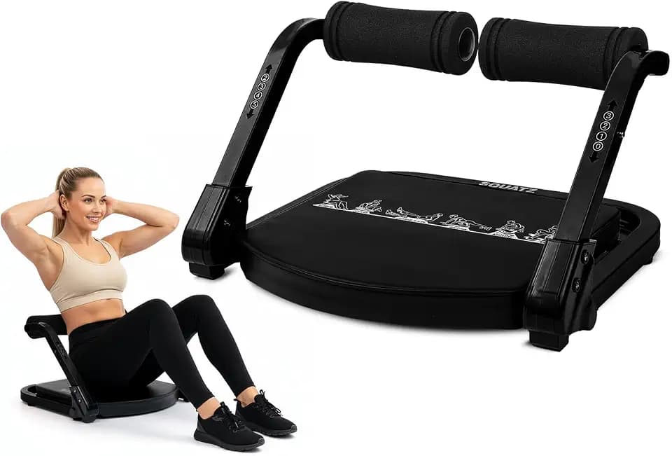 Squatz Ab Machine for Stomach Workout – Core & Sit-Up Exercise Equipment with 3 Resistance Levels for Home Gym, Adjustable Ab Trainer for Full-Body Workout with Automatic Rebound, 350 lbs Capacity