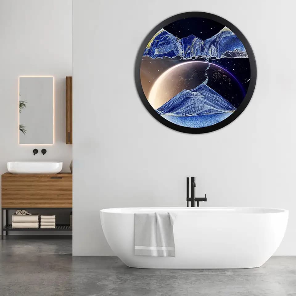 Sand Art, Sand Art Liquid Motion, 360° Rotate Wall Mounted Home Office Work Decor (17.3'', blue2)
