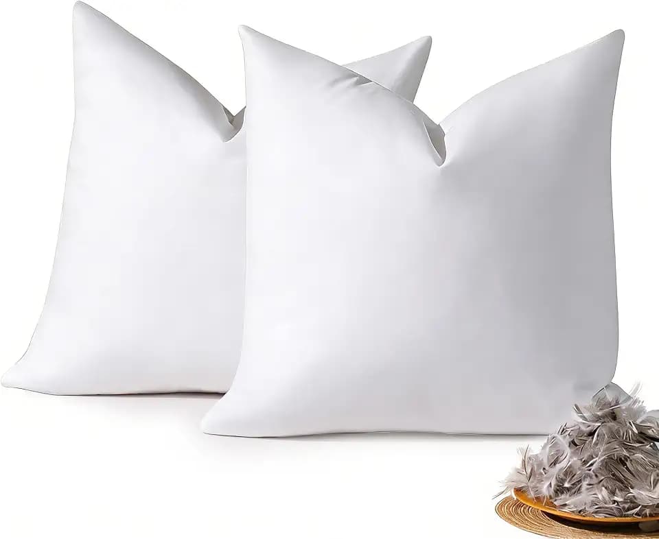 DOWNSTORIA 18x18 Feather Down Pillow Inserts Set of 2, 100% Cotton Cover