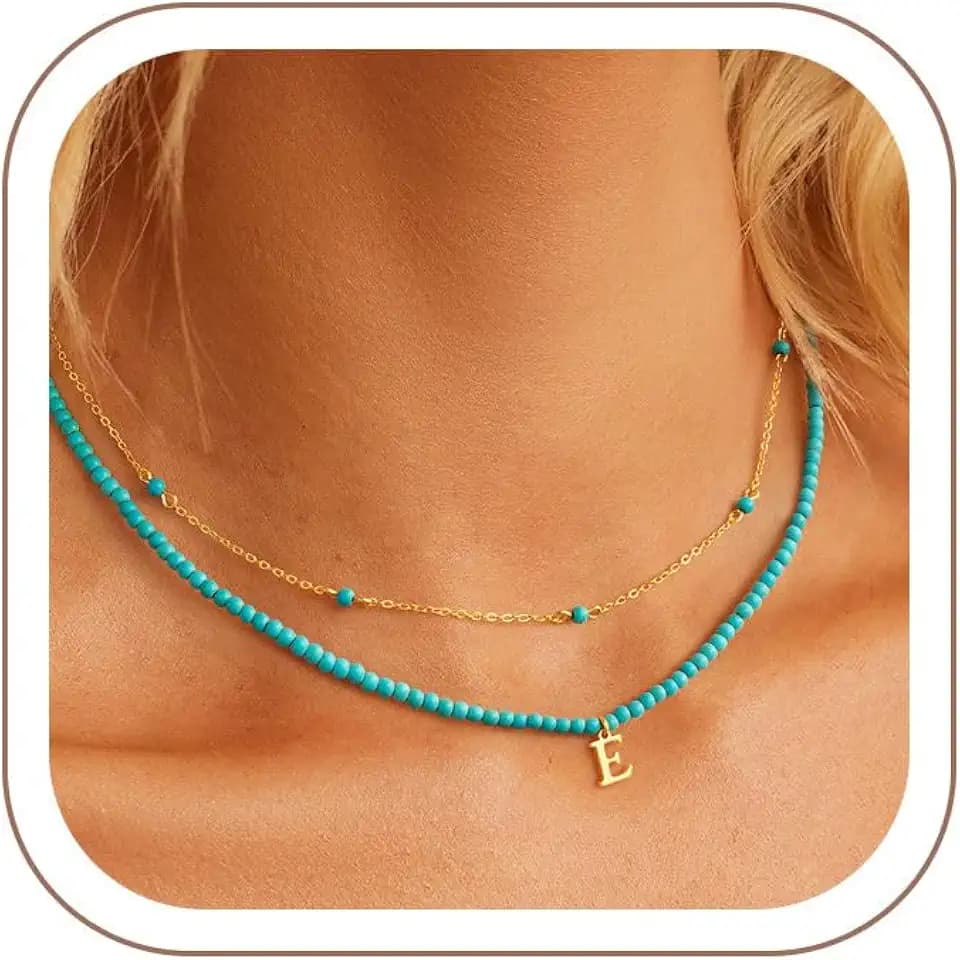 Turandoss Turquoise Initial Necklaces for Girls, Western Jewelry Gifts