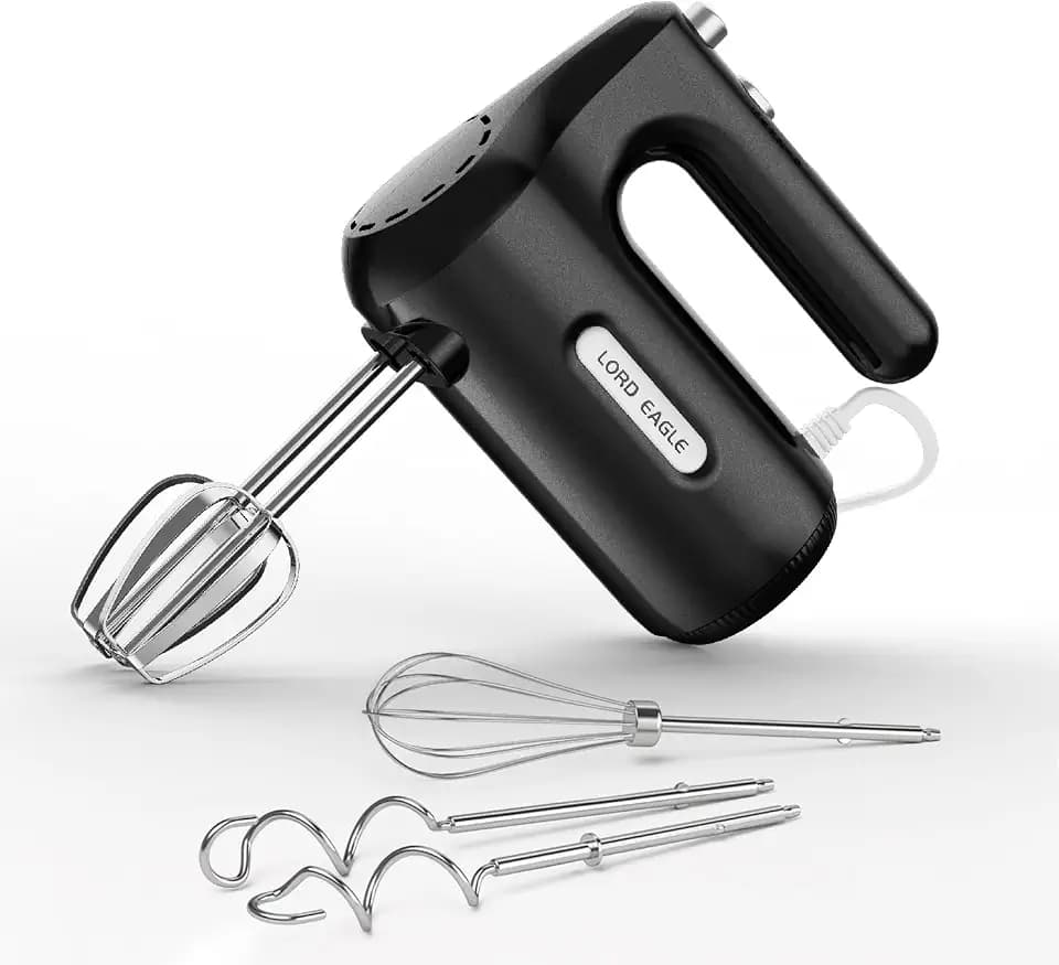 5-Speed Small Hand Mixer Electric, 300W Compact Portable, Black