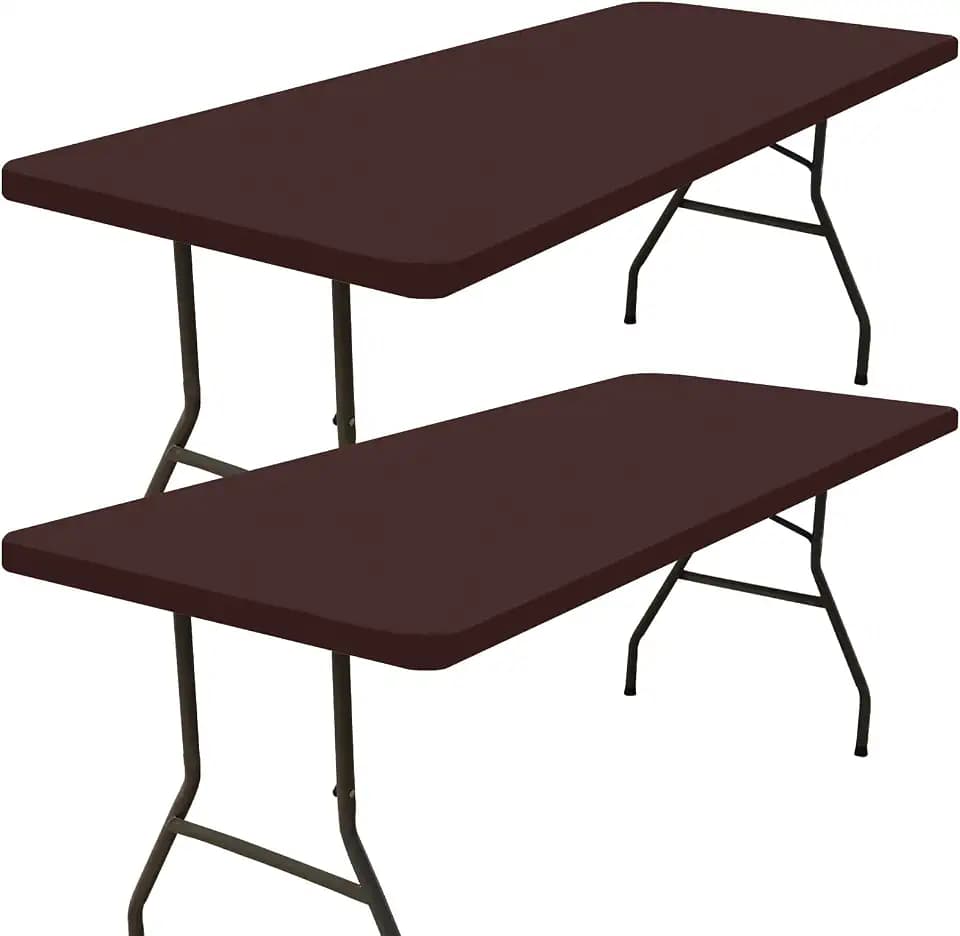 Smiry 2 Pack Rectangle Picnic Table Cloth, Waterproof Elastic Fitted Tablecloths, Washable Polyester Rectangular Patio Table Cover for Camping, Indoor and Outdoor (Coffee, 30"x48")