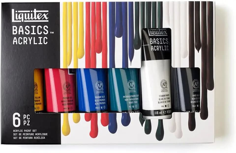 Liquitex BASICS Acrylic Paint Set, 6 x 118ml (4-oz) Tube Paint Set